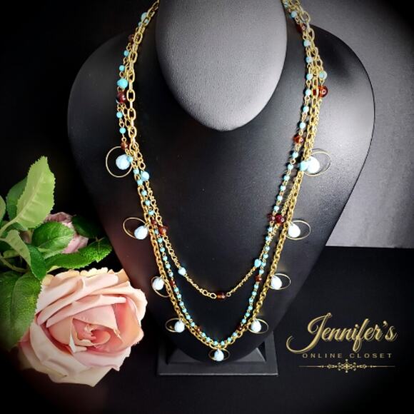 Joan Rivers Gold Tone & Turquoise Layered Necklace - Picture 3 of 11